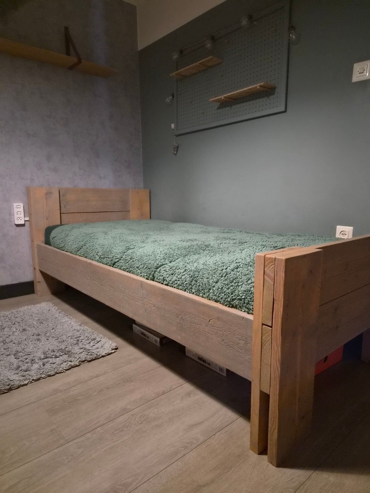 Steiger houten bed, Ophalen, Zo goed als nieuw, 180 cm of meer, 85 tot 100 cm