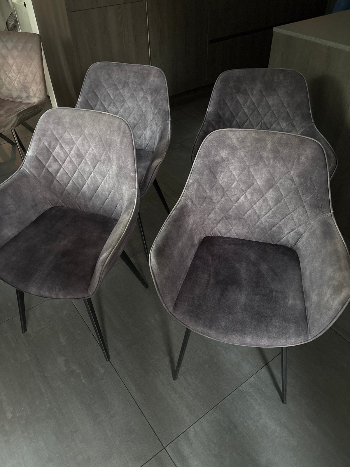 Set van 4 Goossens eetkamerstoelen - Grijs stof, Ophalen, Gebruikt, Vier, Stof