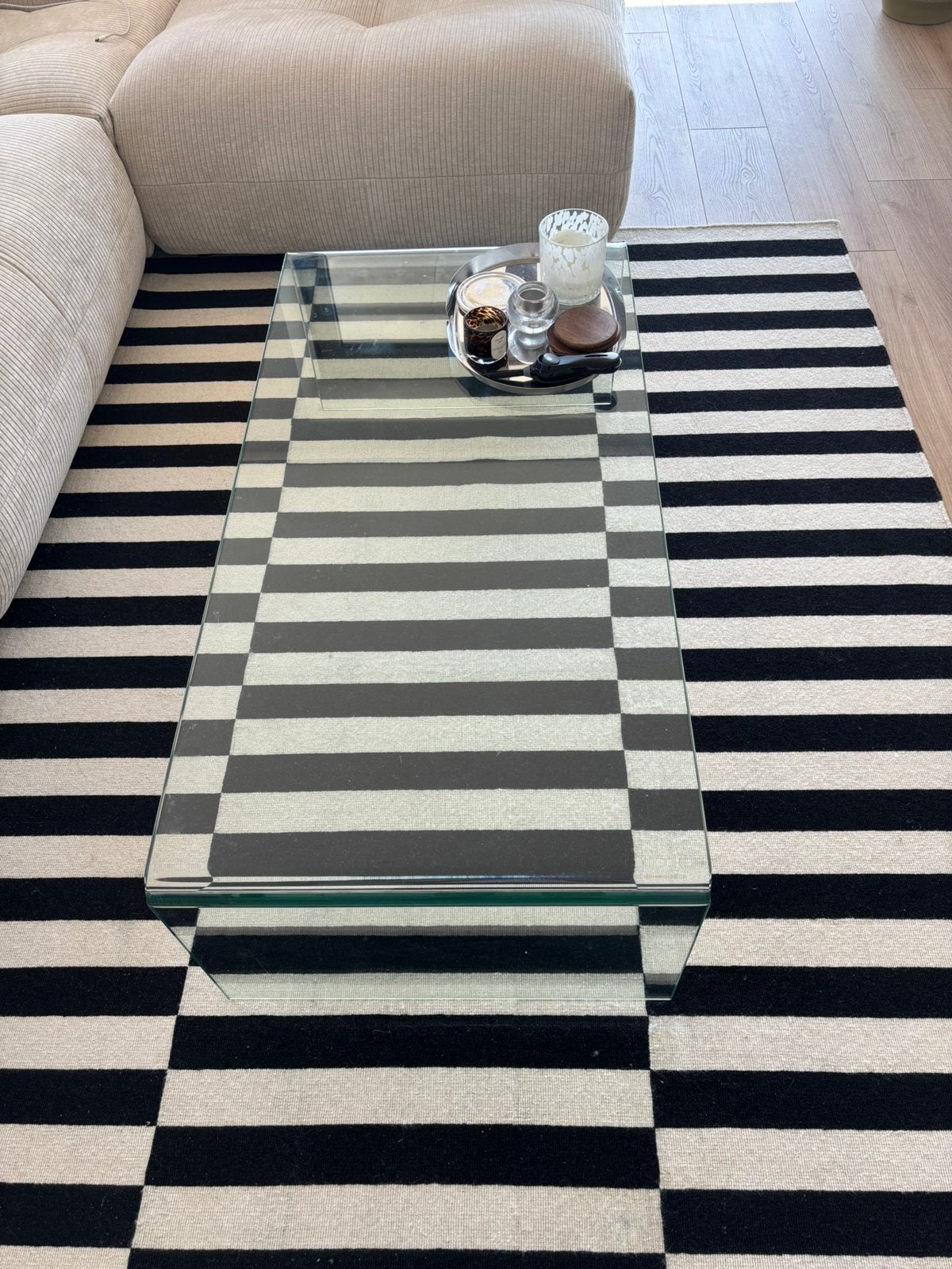 Glazen vintage salon tafel, Ophalen, Zo goed als nieuw, Eenpersoons, 80 cm