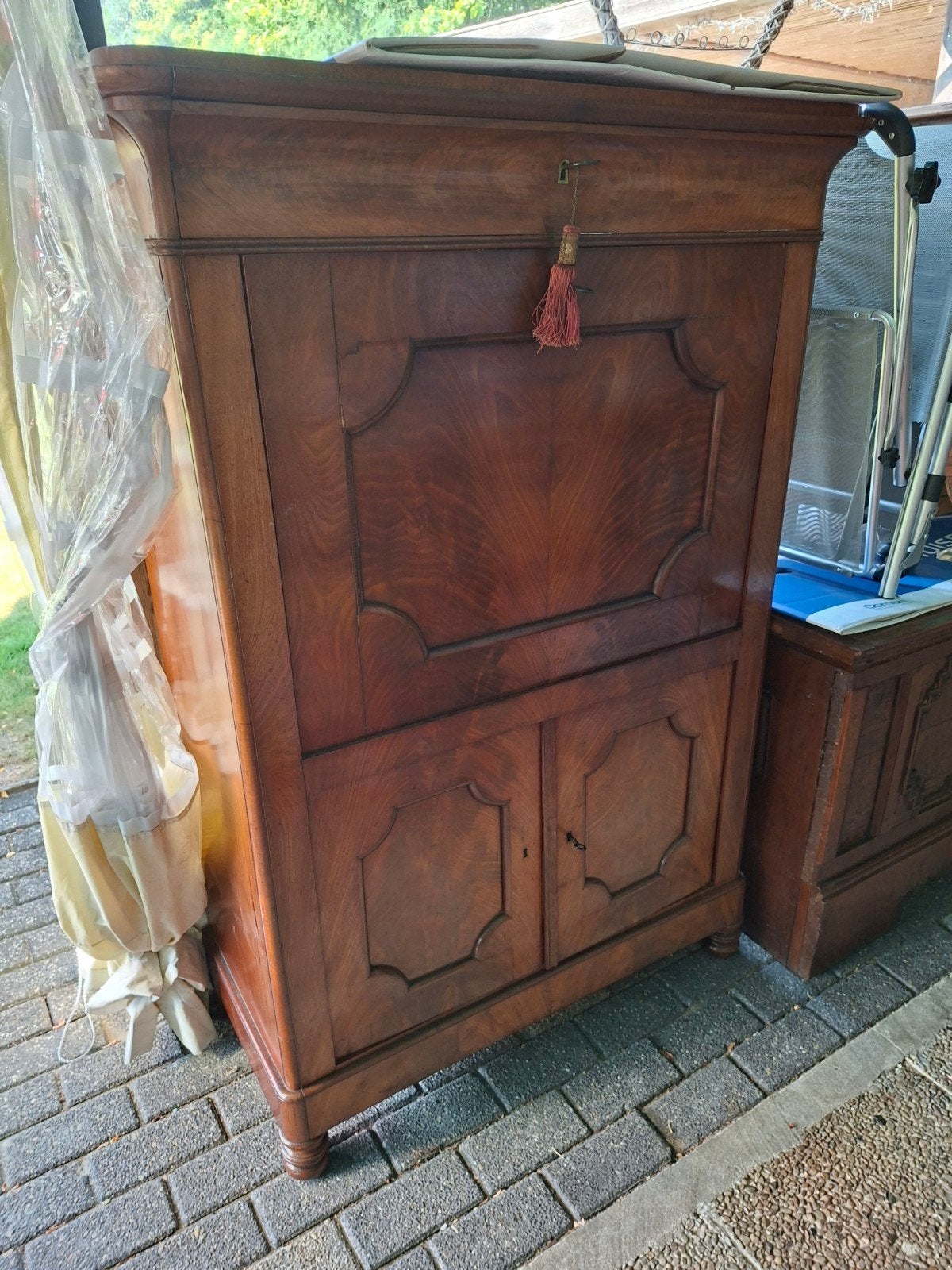 Antiek secretaire bureau met lades en schrijfblad, Antiek en Kunst, Ophalen