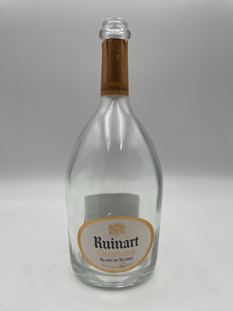 Lege Ruinart Blanc de Blancs Champagne fles, Huis en Inrichting, Woonaccessoires | Vazen, Gebruikt, Wit, Ophalen of Verzenden