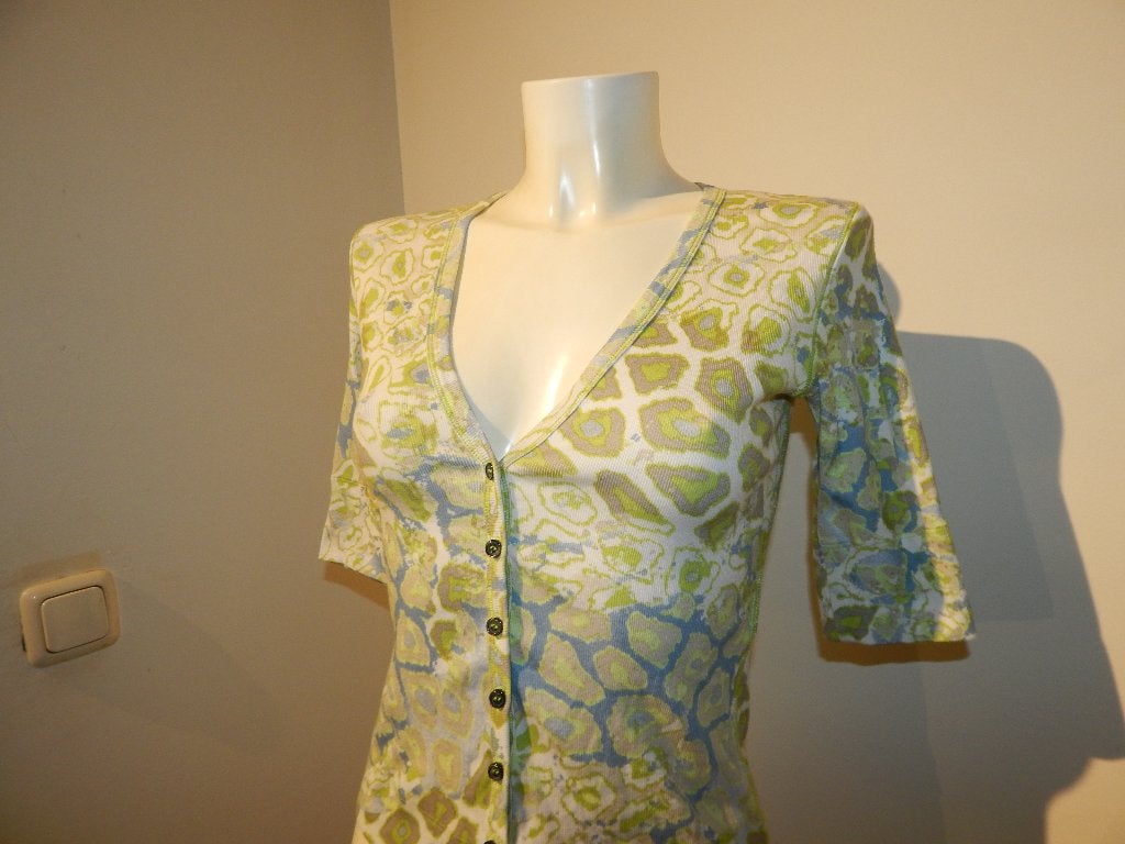 Marccain vestje in print rustige tinten v hals knoopjes N2/S, Kleding | Dames, Zo goed als nieuw, Maat 36 (S), Marccain, Meerkleurig