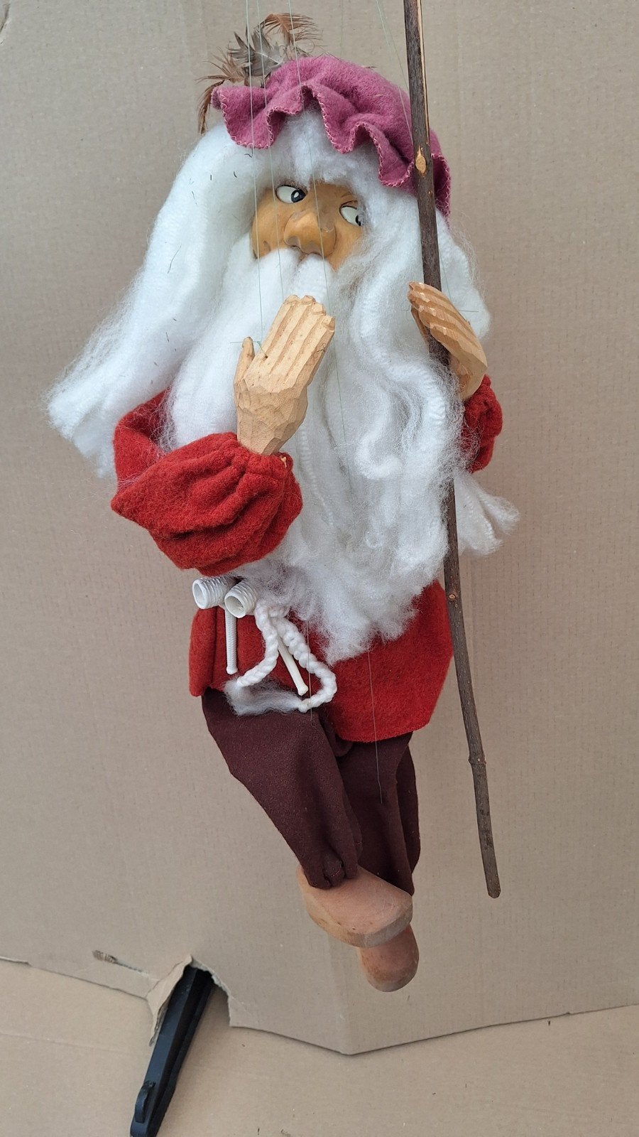 Houten Marionet Pop - Oude Man met Baard, Ophalen of Verzenden, Gebruikt, Overige typen