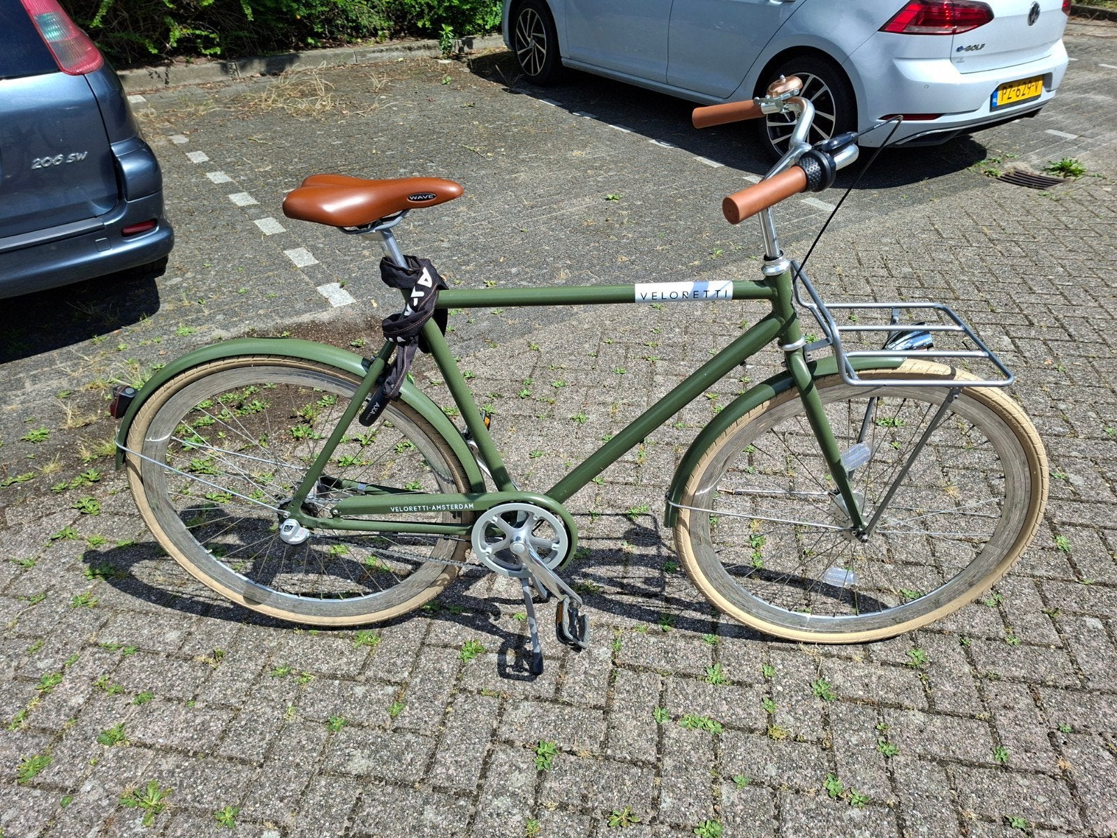 Veloretti fiets met voordrager en versnellingen, Terugtraprem, Versnellingen, Zo goed als nieuw, Ophalen