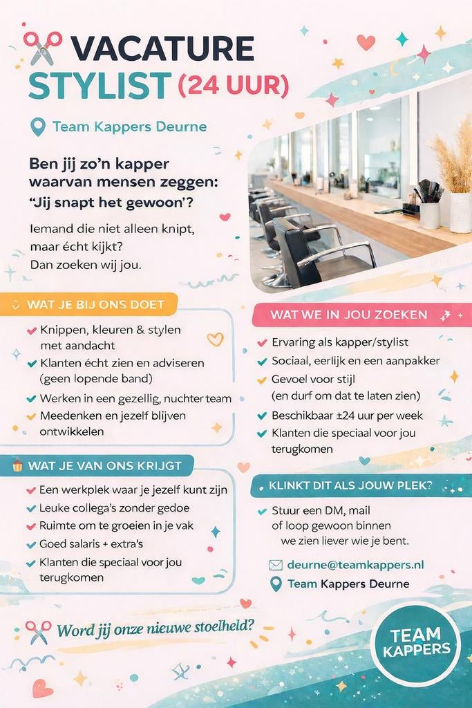 GEZOCHT STYLIST(E) 24 UUR, Vacatures, Vacatures | Uiterlijke verzorging, Overige niveaus, Overige vormen