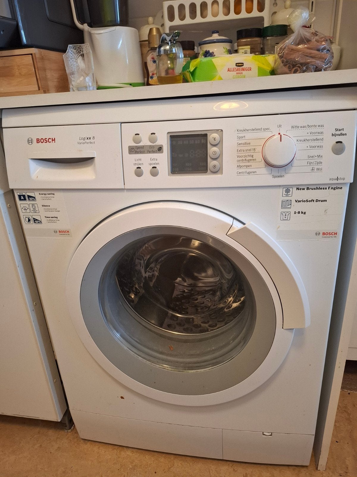 Bosch Logixx 8 VarioPerfect Wasmachine - 8kg, A-30%, Ophalen, 1200 tot 1600 toeren, Gebruikt, Energieklasse A of zuiniger