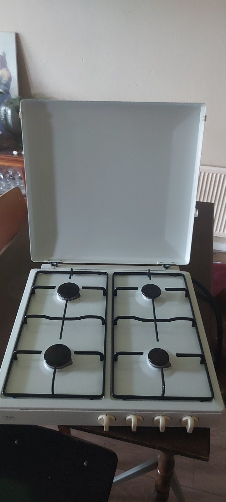 Pelgrim 4-pits gasfornuis - Wit, compact en vrijstaand, Ophalen, Gebruikt, Minder dan 85 cm, 4 kookzones