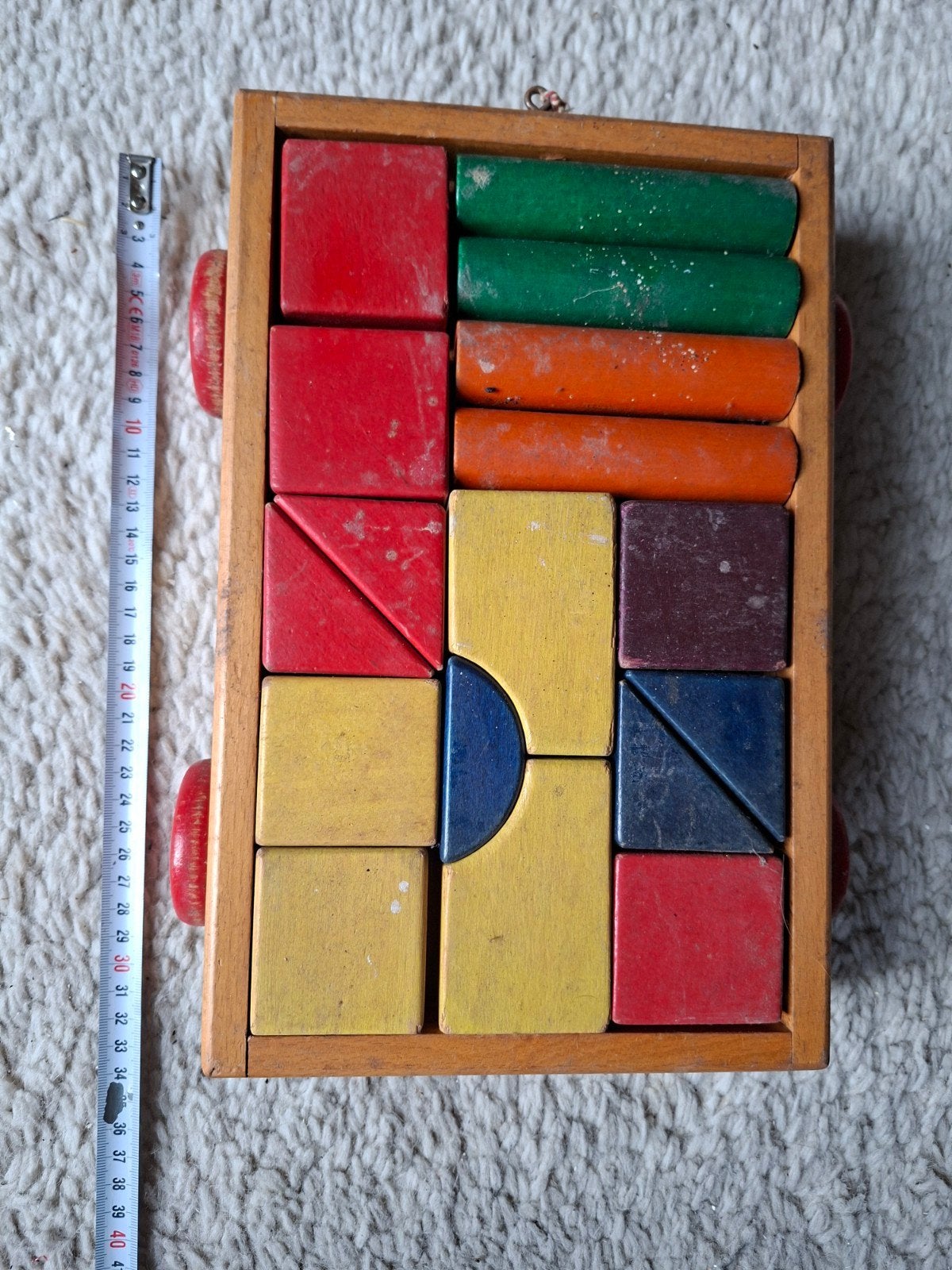 Vintage houten baby blokken wagen, Kinderen en Baby's, Ophalen of Verzenden, Gebruikt, Rij- of Hobbelspeelgoed
