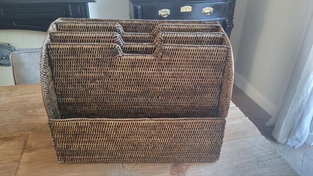 Rotan tijdschriftenrek / documentenhouder, Ophalen, Vintage, Gebruikt, Natuurlijk materiaal