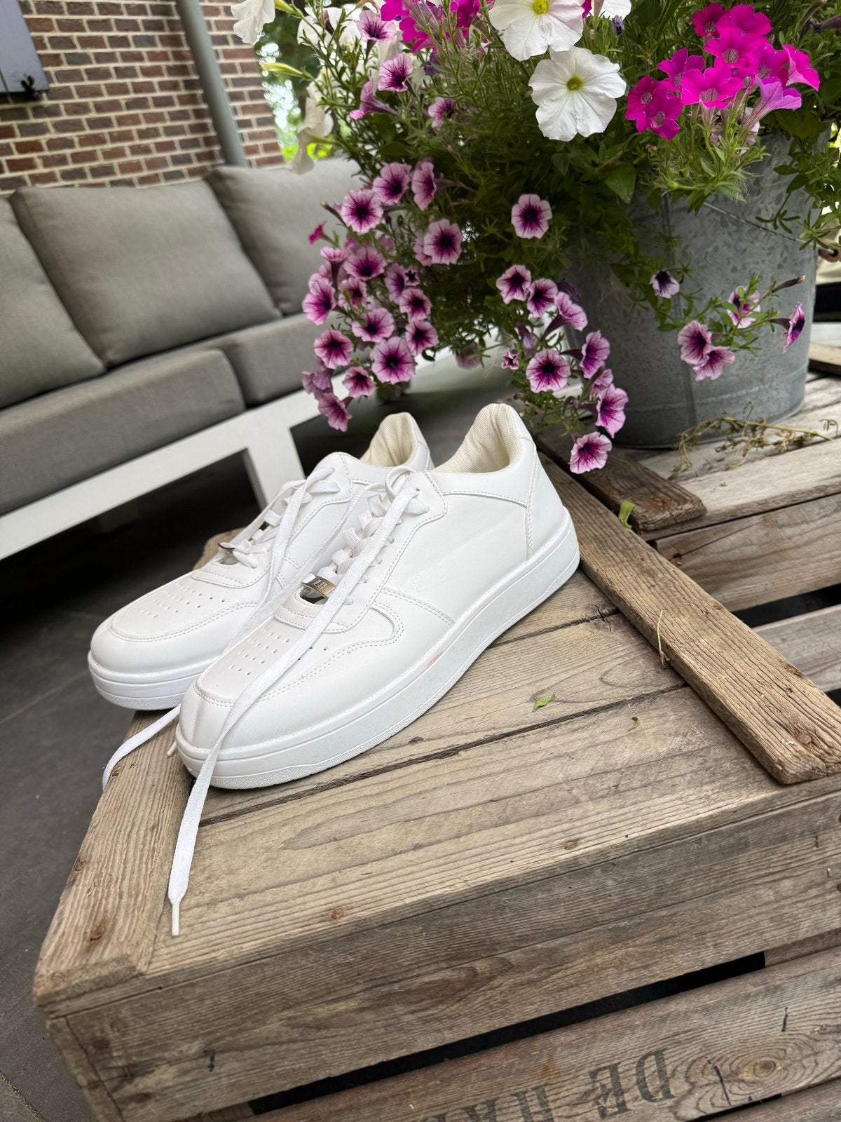New Yorker witte gympen maat 45 - Z.g.a.n., Kleding | Heren, Ophalen, Zo goed als nieuw, Wit, Sneakers of Gympen
