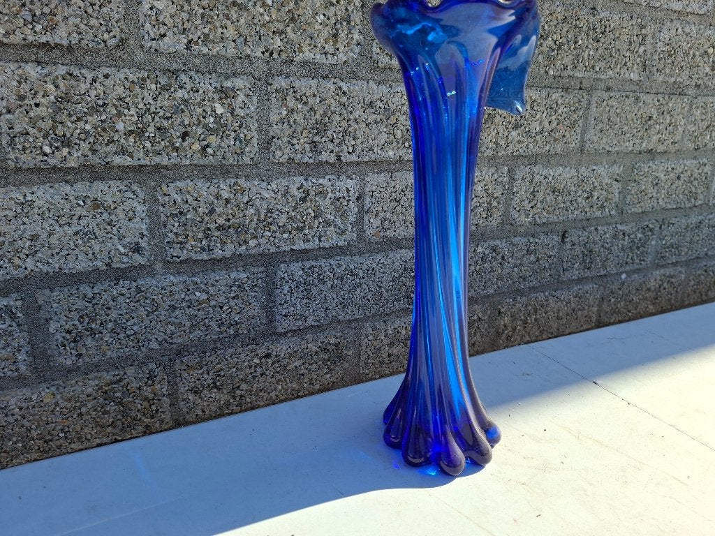 zeer oude vintage donker blauwe glazen vaas, Ophalen of Verzenden