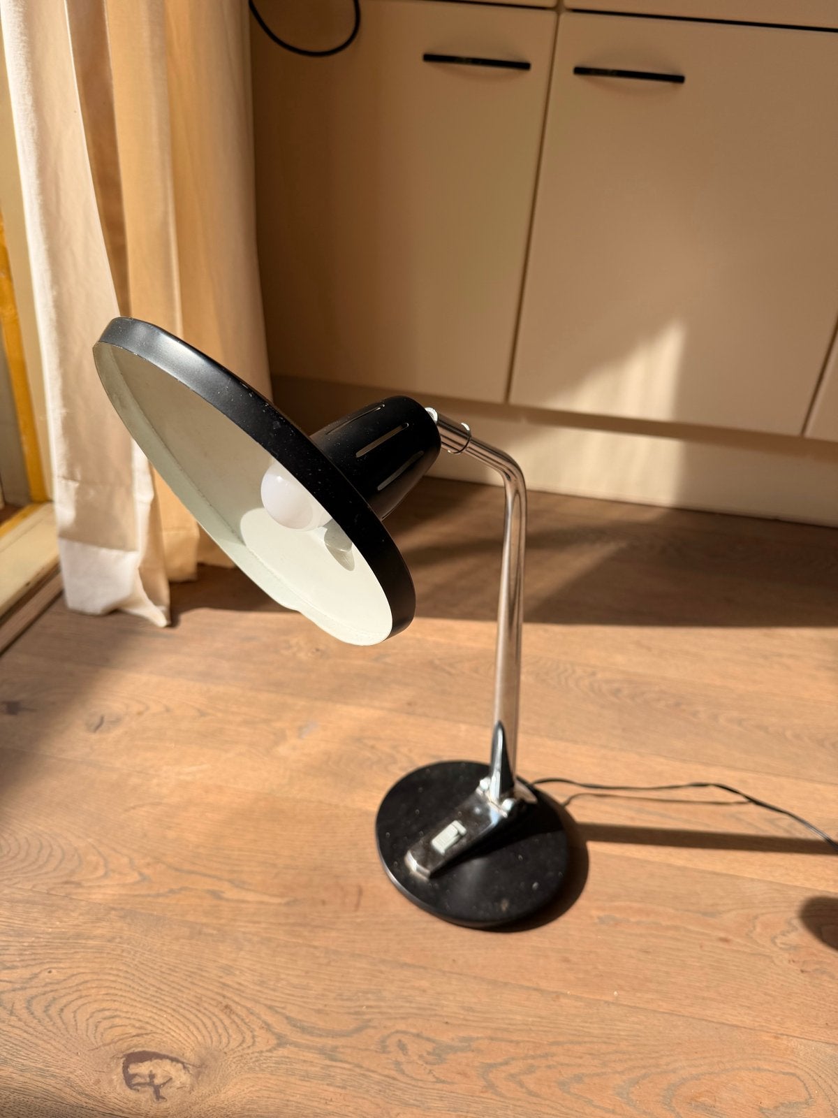 Vintage Bureaulamp Zwart/Chroom GEI Faro Design, Huis en Inrichting, Ophalen, Gebruikt, Overige merken, E27 (groot)