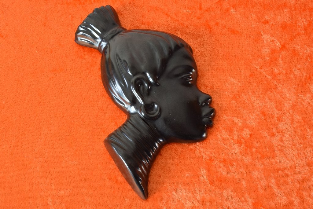Retro vintage JEMA wandhoofdje - Afrikaans meisje / vrouw, Ophalen of Verzenden
