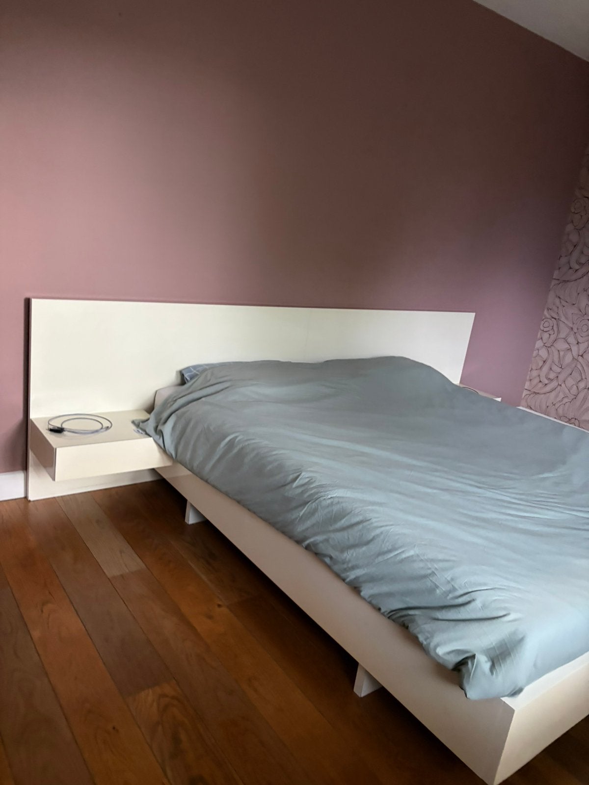 Bed te koop, Huis en Inrichting, Slaapkamer | Bedden, Ophalen, Gebruikt, Wit, Tweepersoons