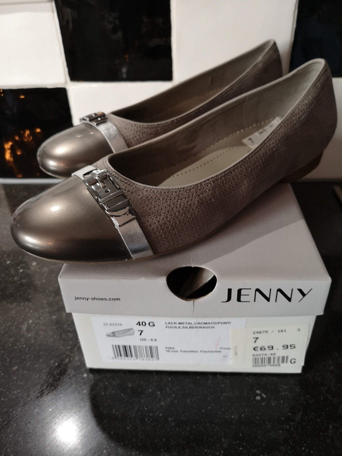 Jenny by Ara Comfort Ballerina's Grijs/Taupe Metallic Leer, Instappers, Nieuw, Ophalen of Verzenden, Ara