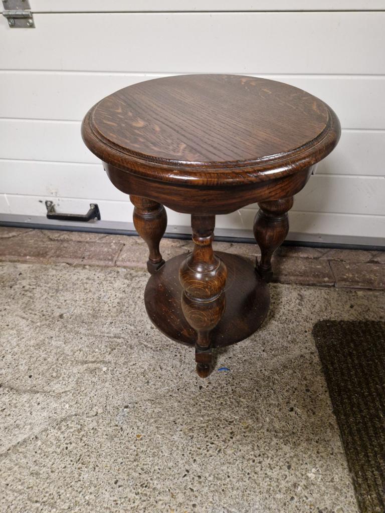 Mooi donker eiken plantentafeltje etagierre, Ophalen, Gebruikt