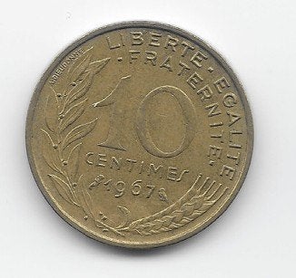 Frankrijk 10 centimes 1967 KM# 929, Verzenden, Frankrijk, Losse munt