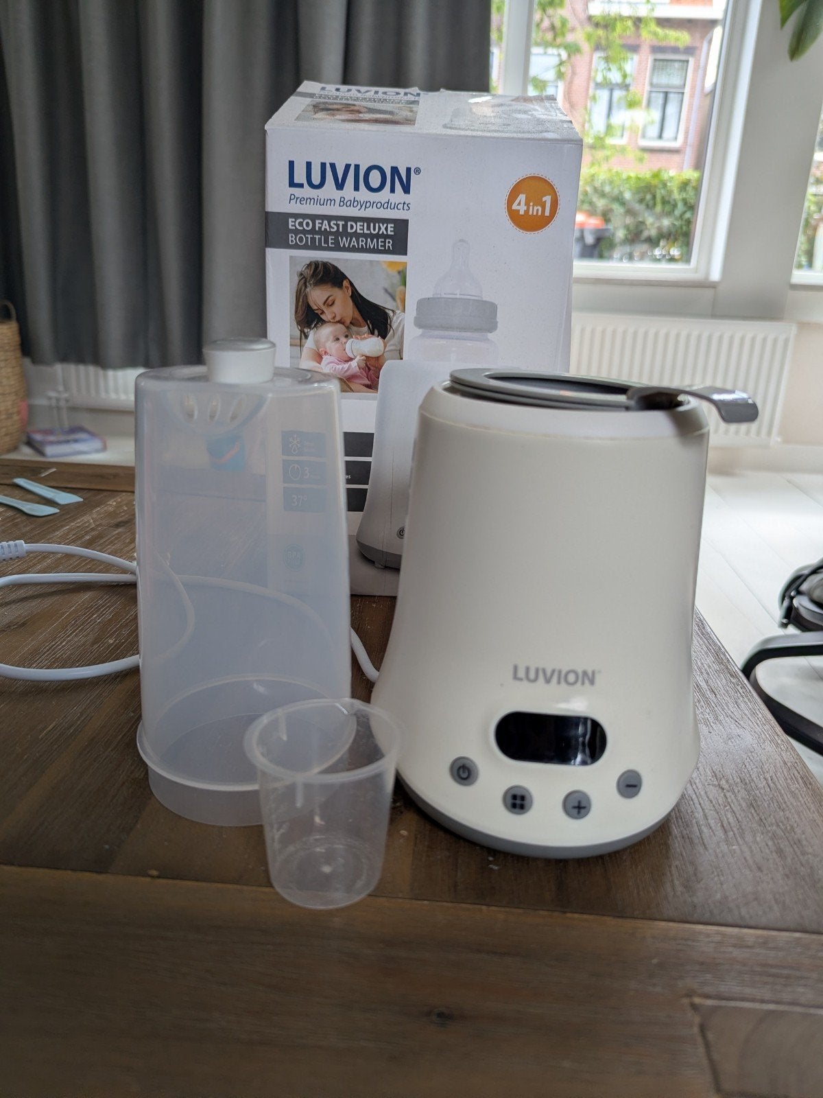 Luvion Eco Fast Deluxe Flessenwarmer 4-in-1, Ophalen of Verzenden, Zo goed als nieuw, Flessen- of potjesverwarmer, Luvion