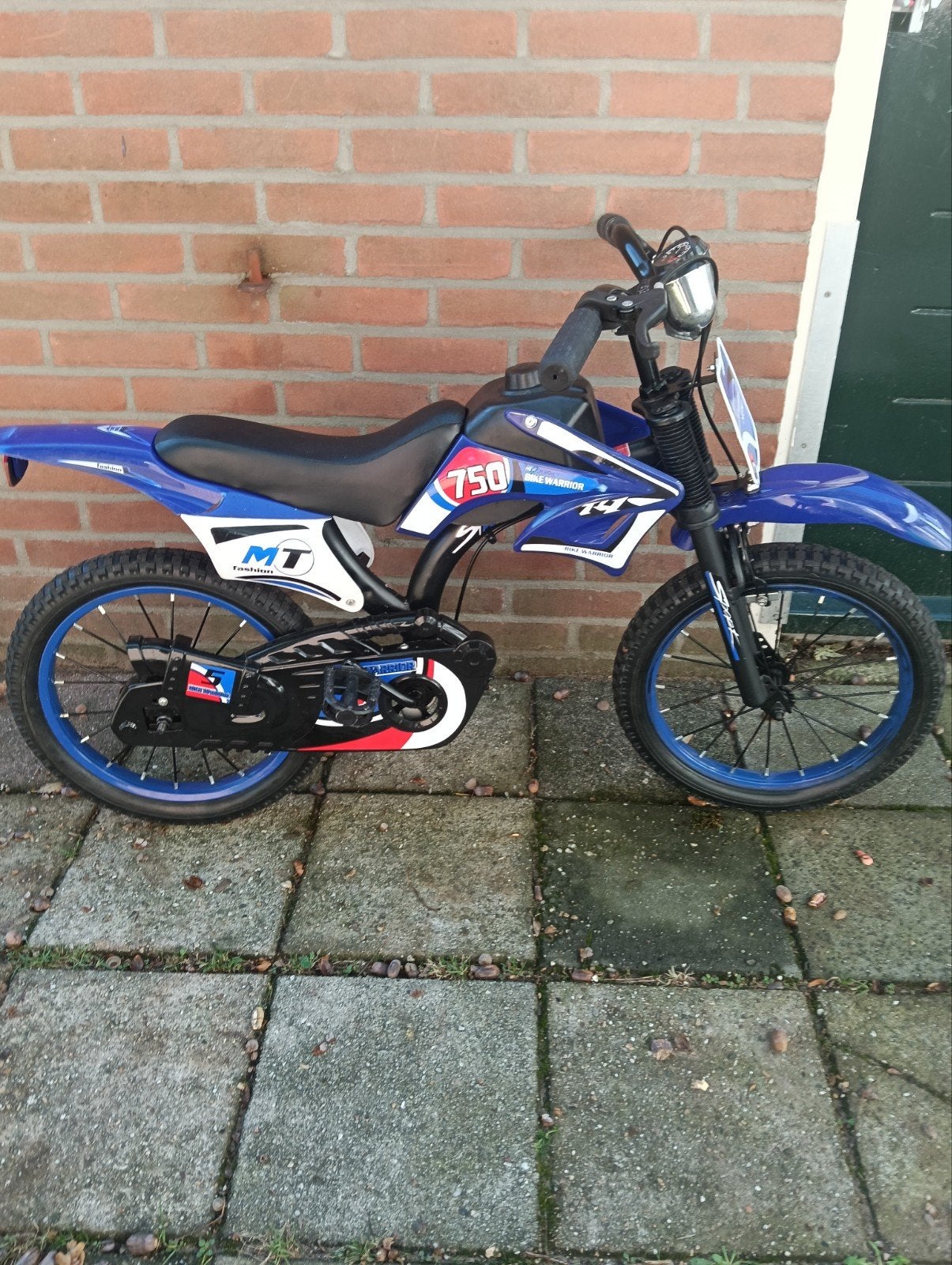 Crossmotor fiets voor kinderen - Blauw, Ophalen, Staal, Bike Warrior, Velgrem