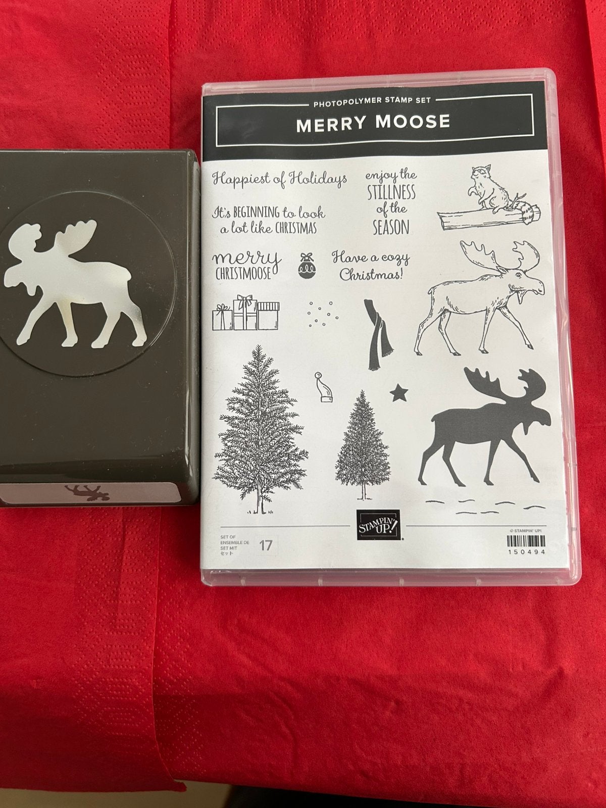 Stampin’up Merry Moose - kerst stempelset en pons, Ophalen of Verzenden, Gebruikt, Clearstamp