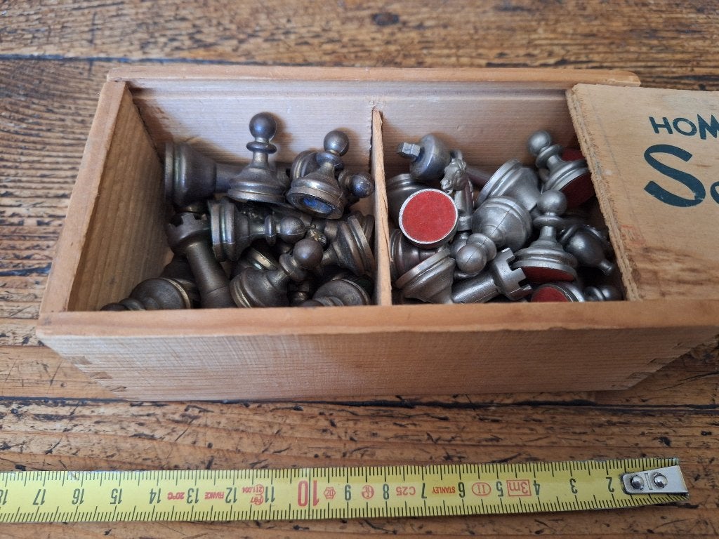 Zware (brons?) set Schaakstukken bordspel, Een of twee spelers, Ophalen of Verzenden, Gebruikt, Staunton