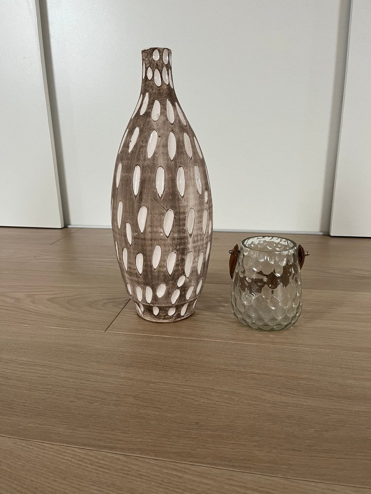 Vaas en windlicht, Ophalen, Gebruikt, Beige, 40 cm