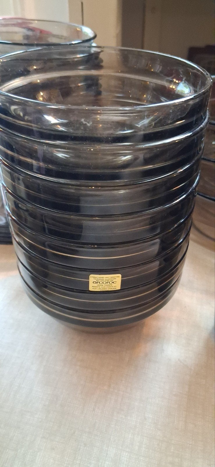 Vintage Arcoroc Servies - Rookglas - Compleet Set, Arcoroc, Gebruikt, Contact@arc-intl.com, Ophalen of Verzenden