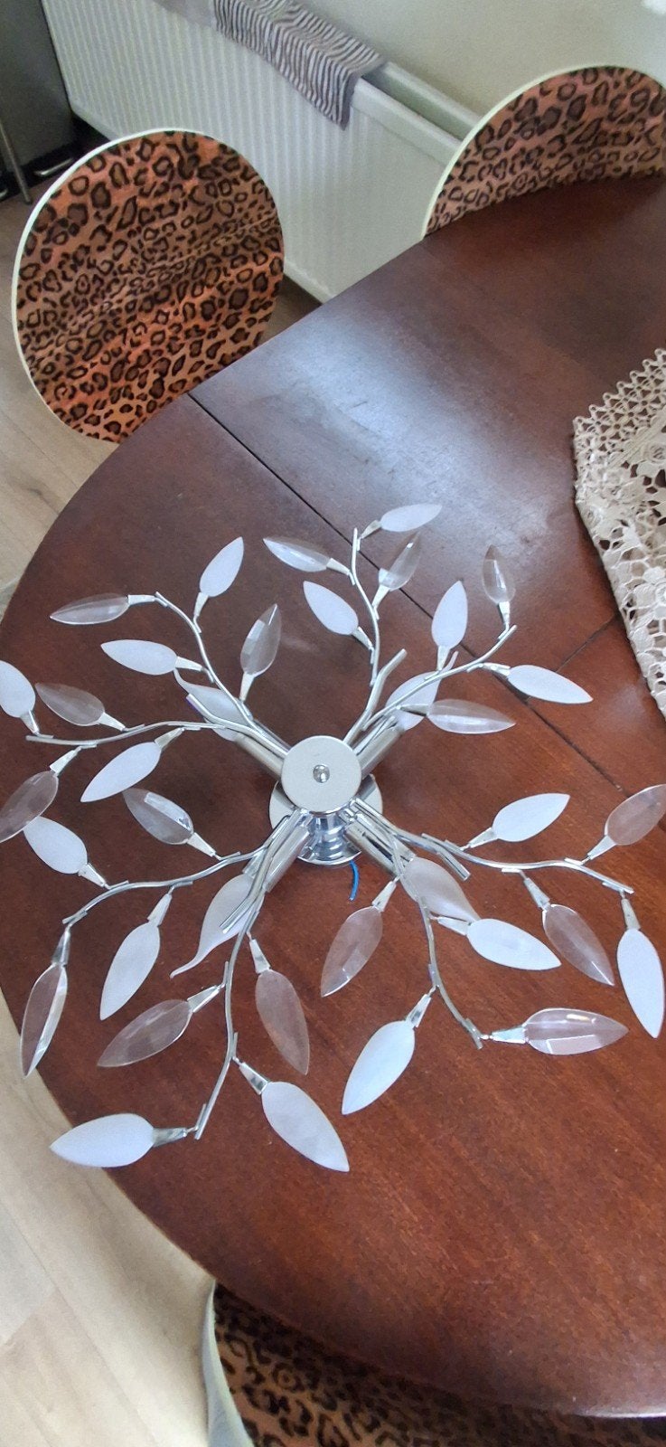 plafondlamp met bladeren plafondlamp, Ophalen, Zo goed als nieuw, Rond