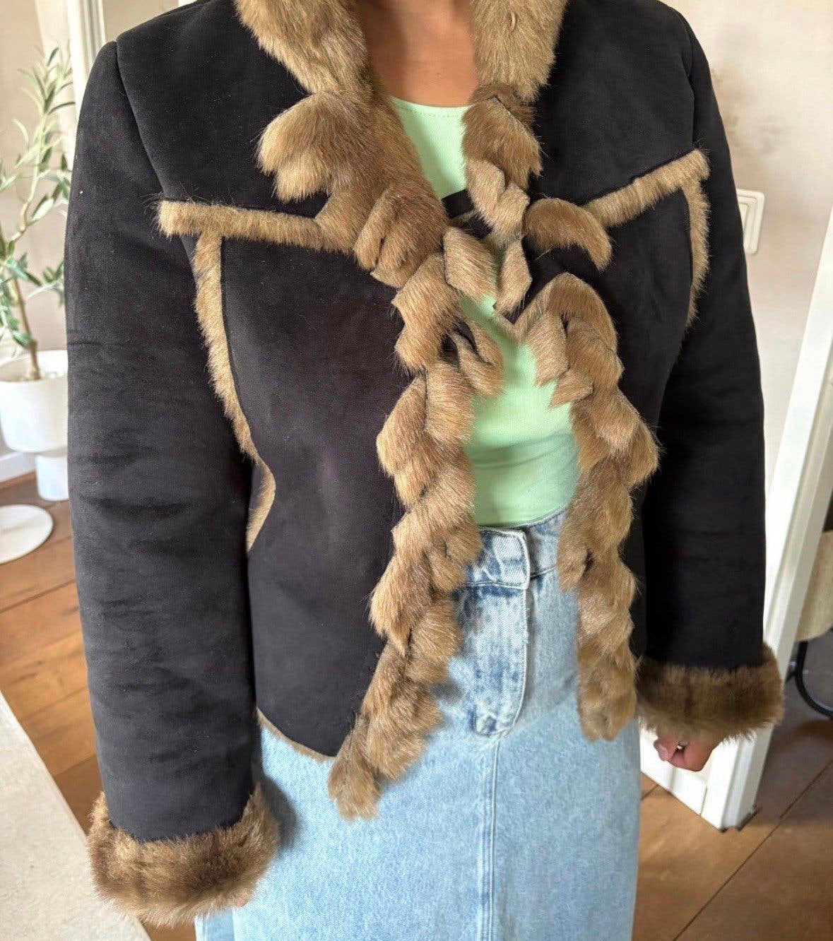 Faux fur jas maat m, Ophalen of Verzenden, Zo goed als nieuw, Zwart