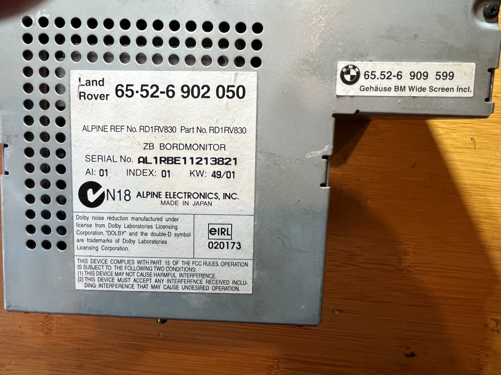 Land Rover BMW E46 E39 X5 Radio Navigatie Monitor 65.52-6 90, Ophalen of Verzenden, Gebruikt