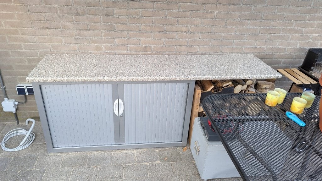 Lage archiefkast roldeurkast grijs 120cm breed, Ophalen, Gebruikt, 100 tot 150 cm, Minder dan 100 cm
