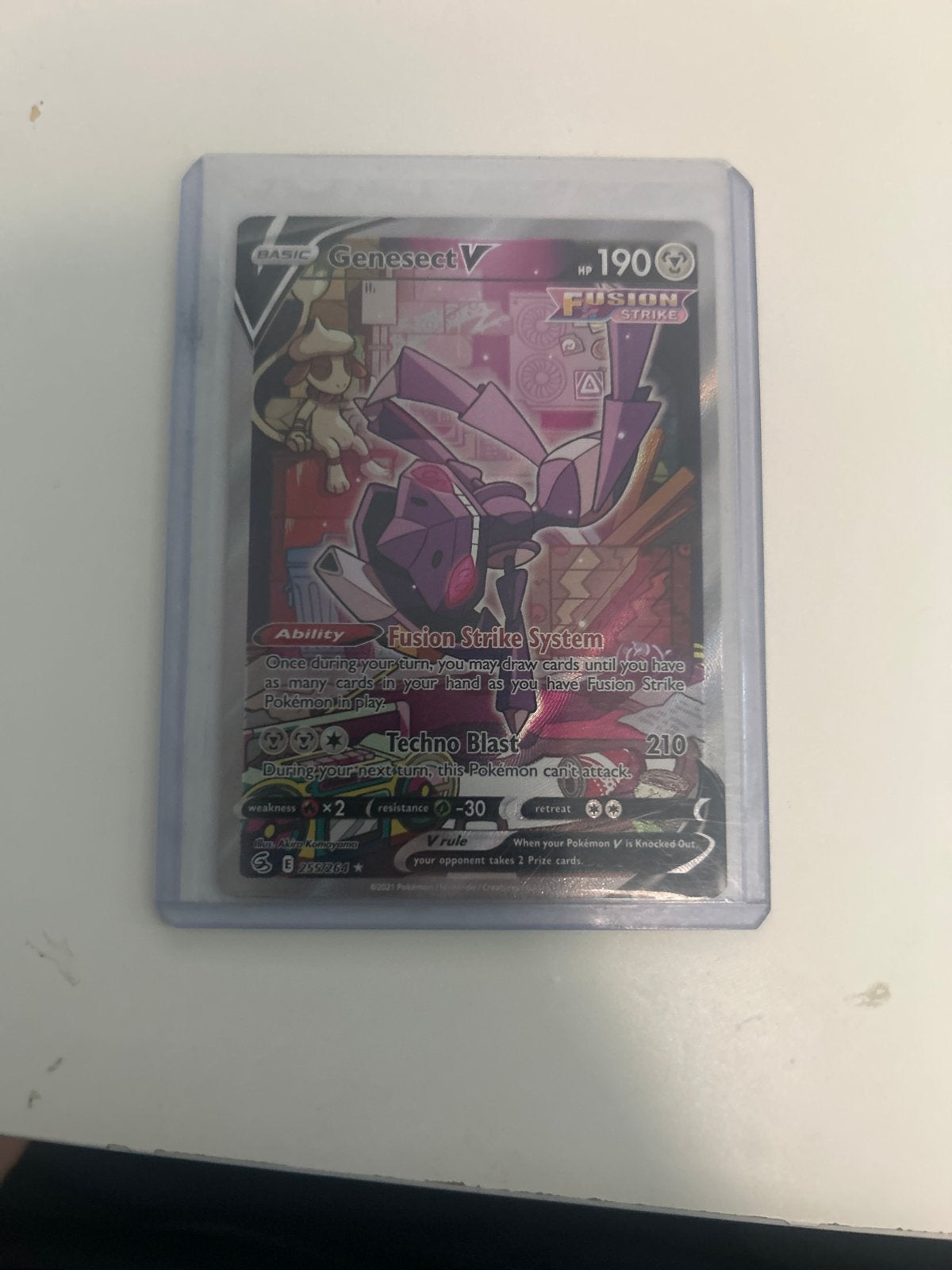 Pokémon Genesect V Full Art Fusion Strike Kaart, Ophalen of Verzenden, Zo goed als nieuw, Losse kaart