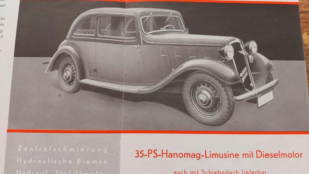 Exclusieve 1938 Hanomag diesel personenwagen folder Duits, Ophalen of Verzenden, Zo goed als nieuw