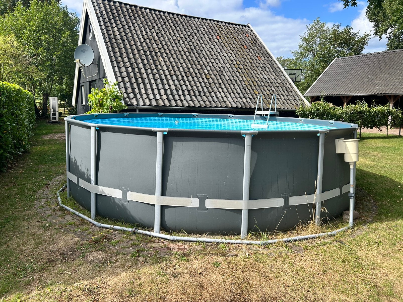 Groot intex zwembad te koop!!, Rond, 300 cm of meer, Zo goed als nieuw, Ophalen