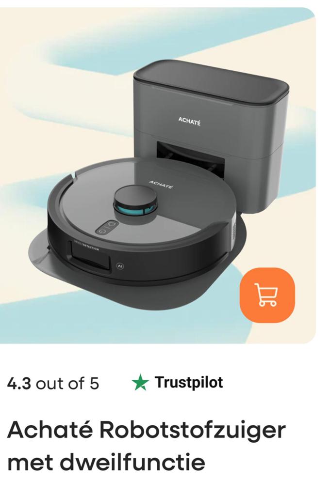 Nieuwe Achaté robotstofzuiger met dweilfunctie, Overige merken, Nieuw, Dweilfunctie, Ophalen of Verzenden