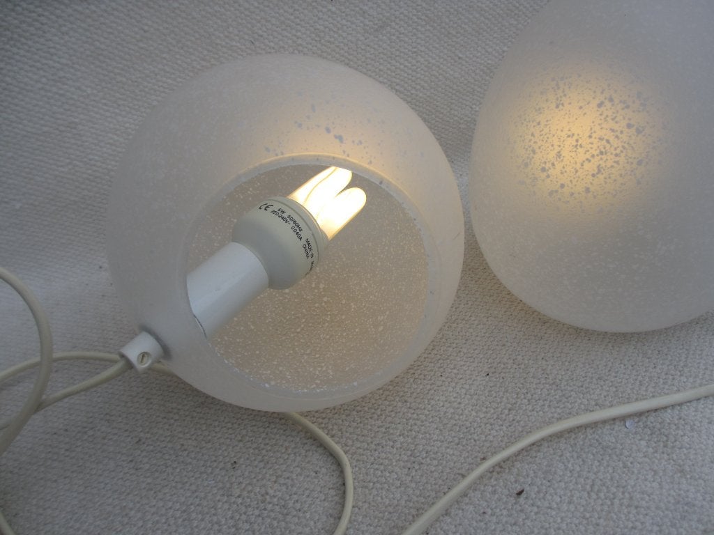 SET Vintage Murano glas Egg tafellamp glas '80, Huis en Inrichting, Gebruikt, Overige merken, Vintage, 20 cm