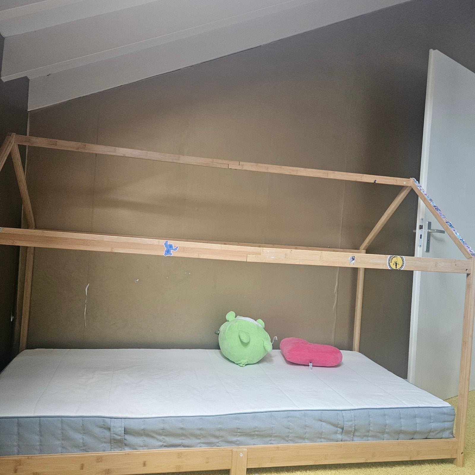 Houten bedframe (huisje) - IKEA matras optioneel, Ophalen, Eenpersoons, Wit, Overige maten