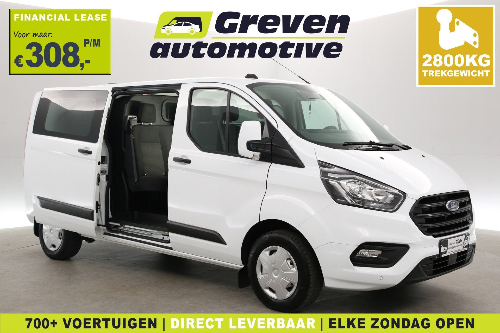 Ford Transit Custom 2.0 TDCI L2H1 | DC | 2800kg Trekgew. | 6, Auto's, Bestelauto's, Voorwielaandrijving, Stof, Euro 6, 4 cilinders