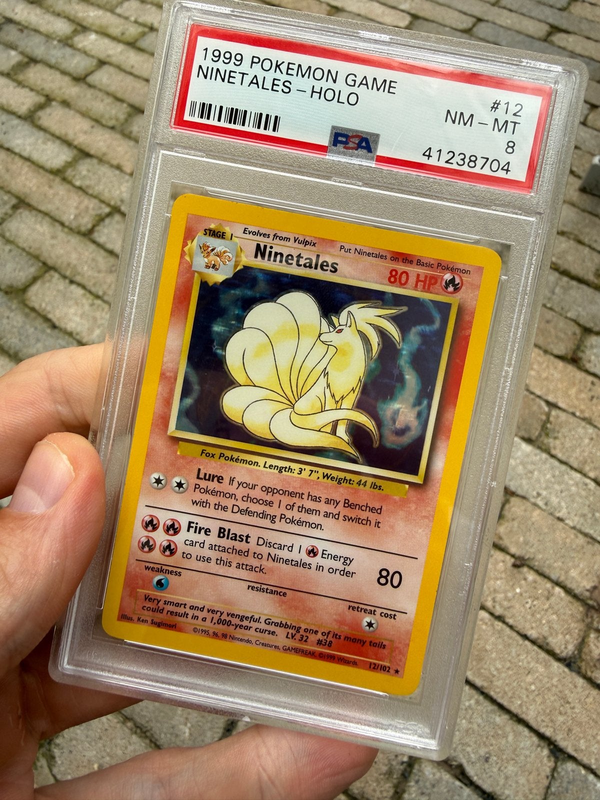 Ninetales Holo 1999 Pokémon Game PSA 8 NM-MT, Ophalen, Zo goed als nieuw, Losse kaart, Foil