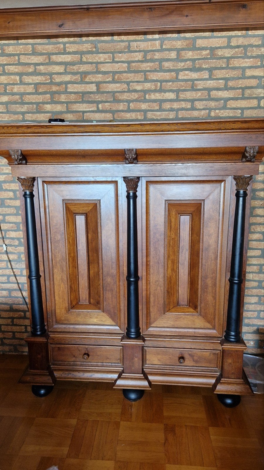 Prachtige Antieke Houten Kast met Lades en Kolommen, Antiek en Kunst, Ophalen