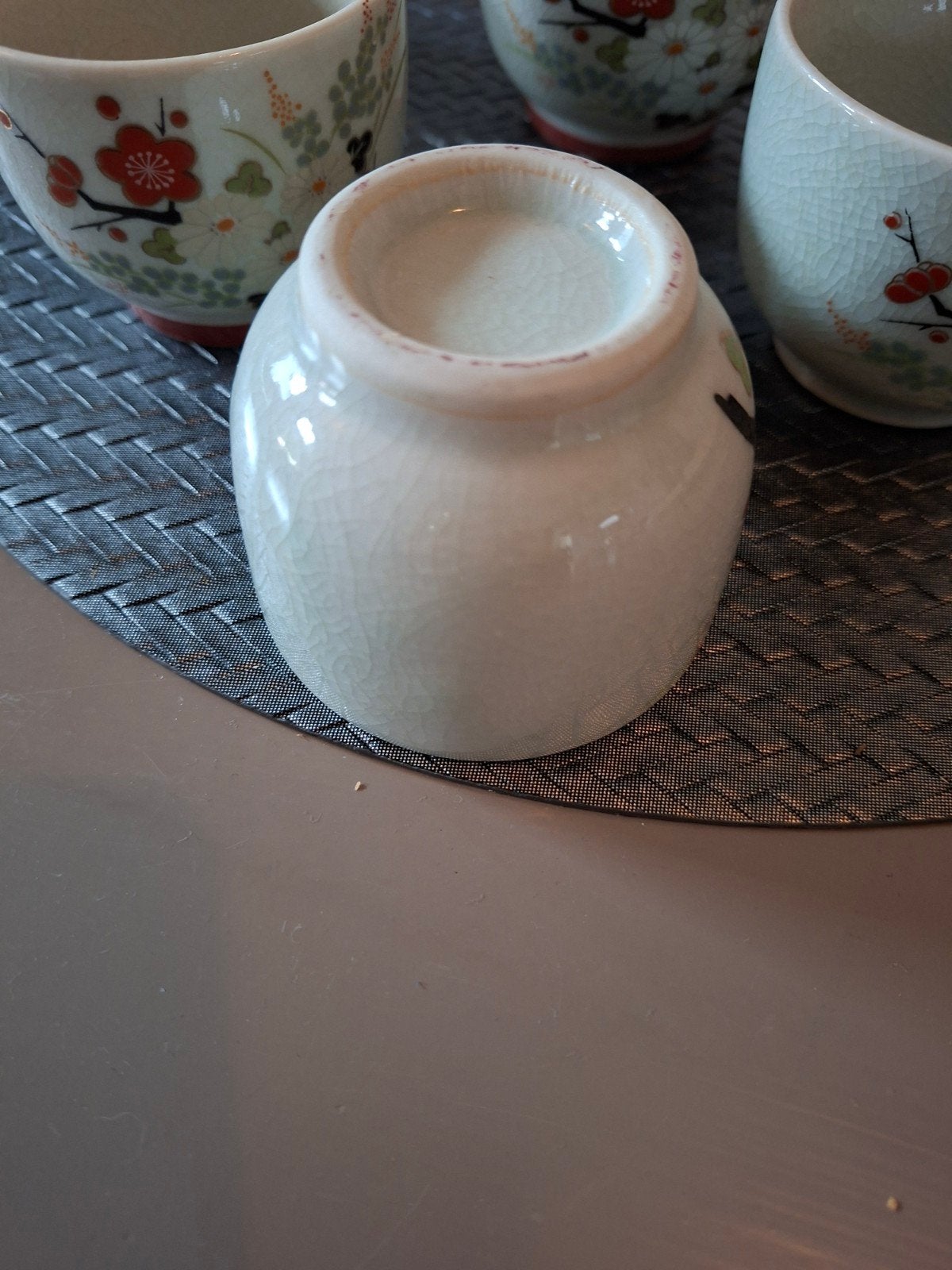 Set van 6 Japanse theekopjes met bloemmotief, Ophalen of Verzenden