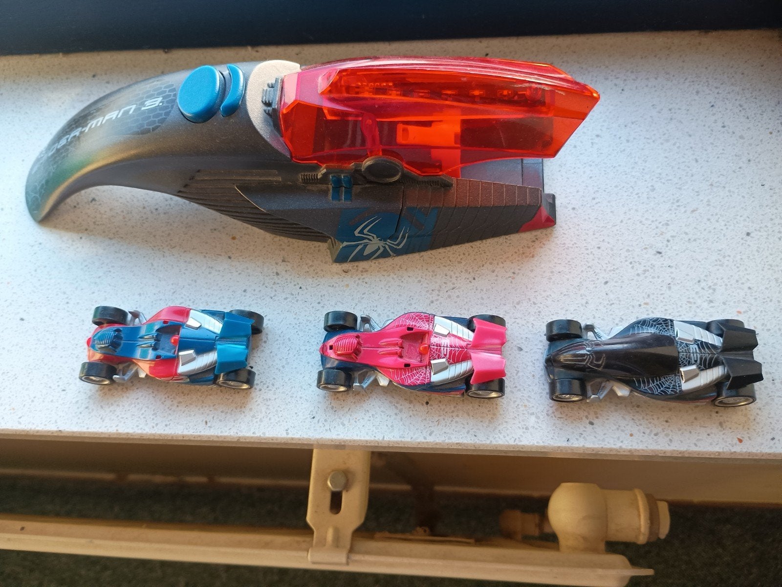Spiderman Racewagen Launcher met 3 Auto's, Ophalen of Verzenden, Gebruikt