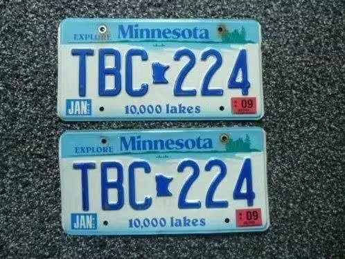Paar USA License plate / kentekenplaten Minnesota Relief USA, Verzenden, Gebruikt, Auto's