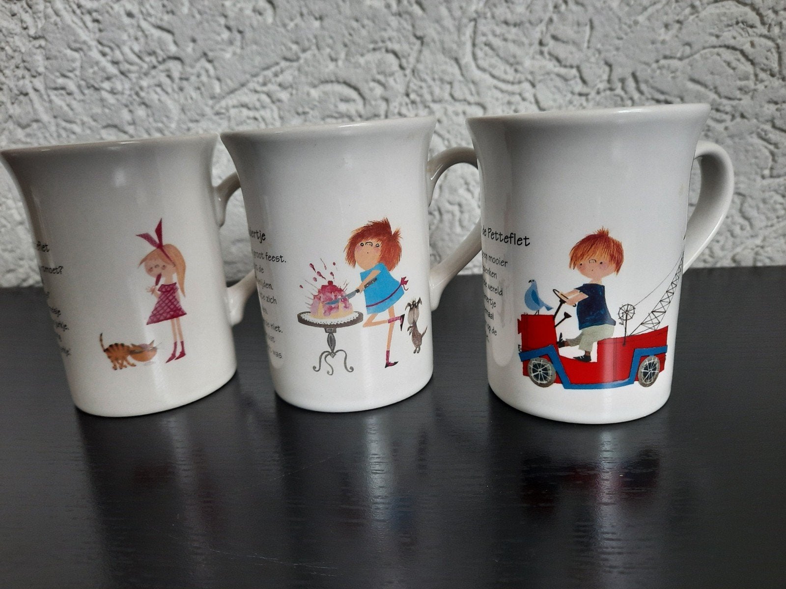 Pluk van de Petteflet Mokken - Set van 3, Ophalen of Verzenden, Gebruikt