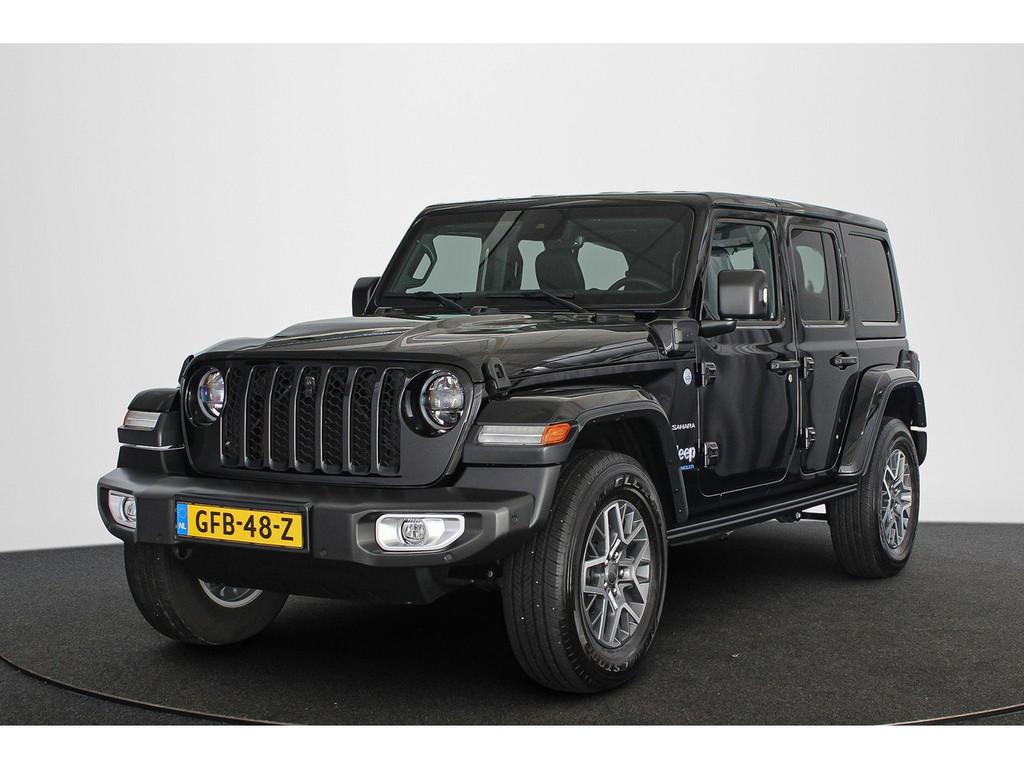 Jeep Wrangler Unlimited 4xe 380 Sahara / Leder / Navi / Keyl, Auto's, Jeep, Automaat, 4 cilinders, Cabriolet, Bedrijf