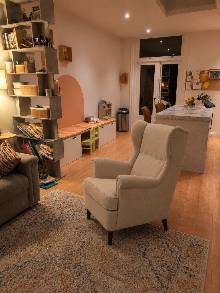 IKEA Strandmon beige fauteuil, Ophalen, Nieuw, 75 tot 100 cm, De stoel heeft een tijdloos retro Scandinavisch design