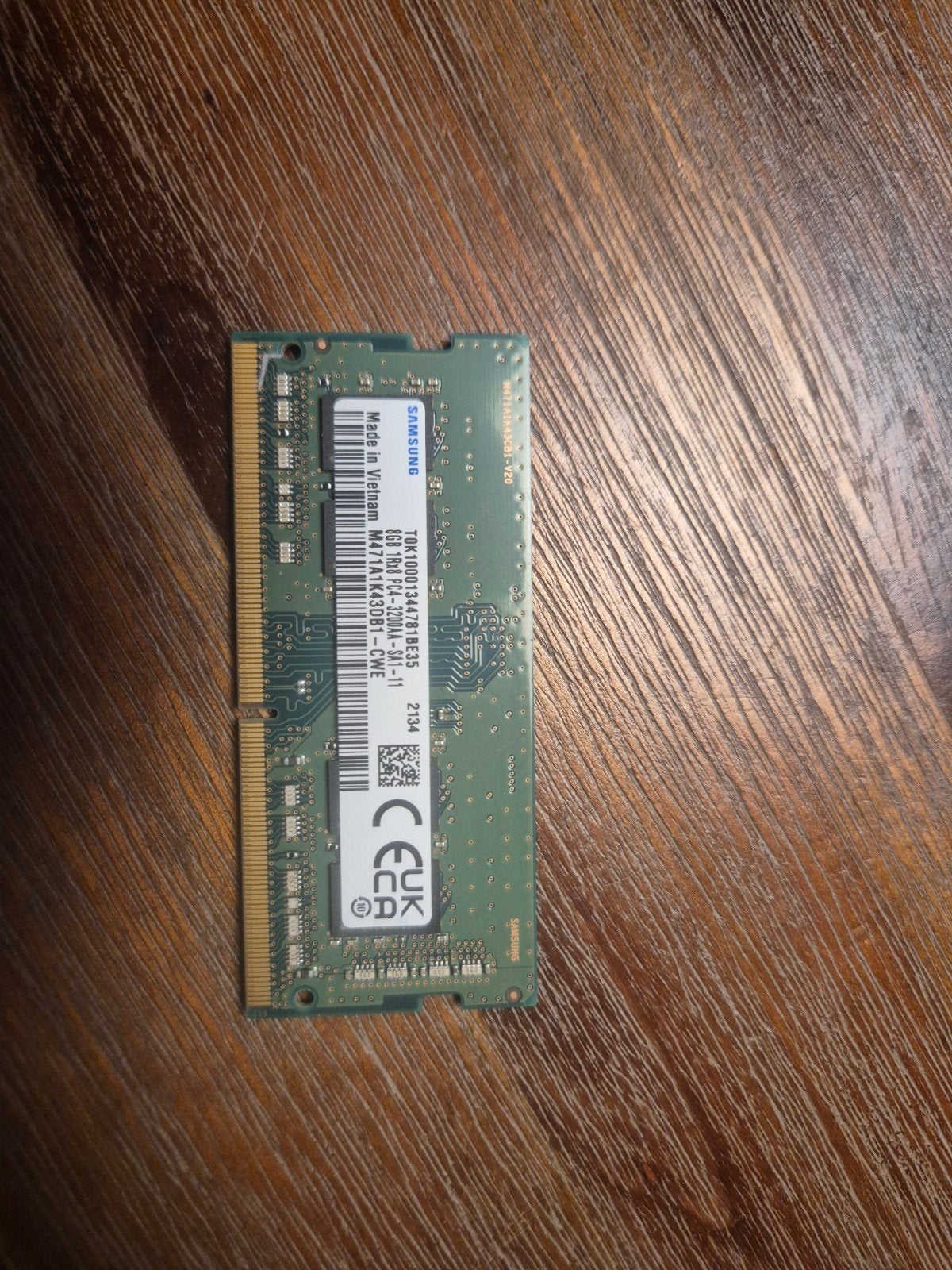 Samsung 8GB DDR4 3200MHz Laptop RAM (1x8GB), Computers en Software, DDR4, 8 GB, Ophalen of Verzenden, Zo goed als nieuw
