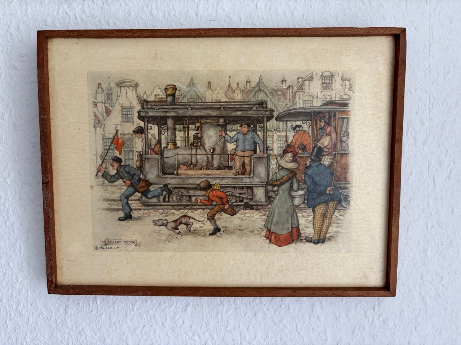 Anton Pieck fotolithografie genaamd "De Trein", Antiek en Kunst, Ophalen, Dagelijks leven, Ets, 1950 - 1999