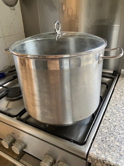 RVS pan 15 liter 32 diameter, Huis en Inrichting, Keuken | Potten en Pannen, Ophalen, Zo goed als nieuw, Rvs, Kookpan