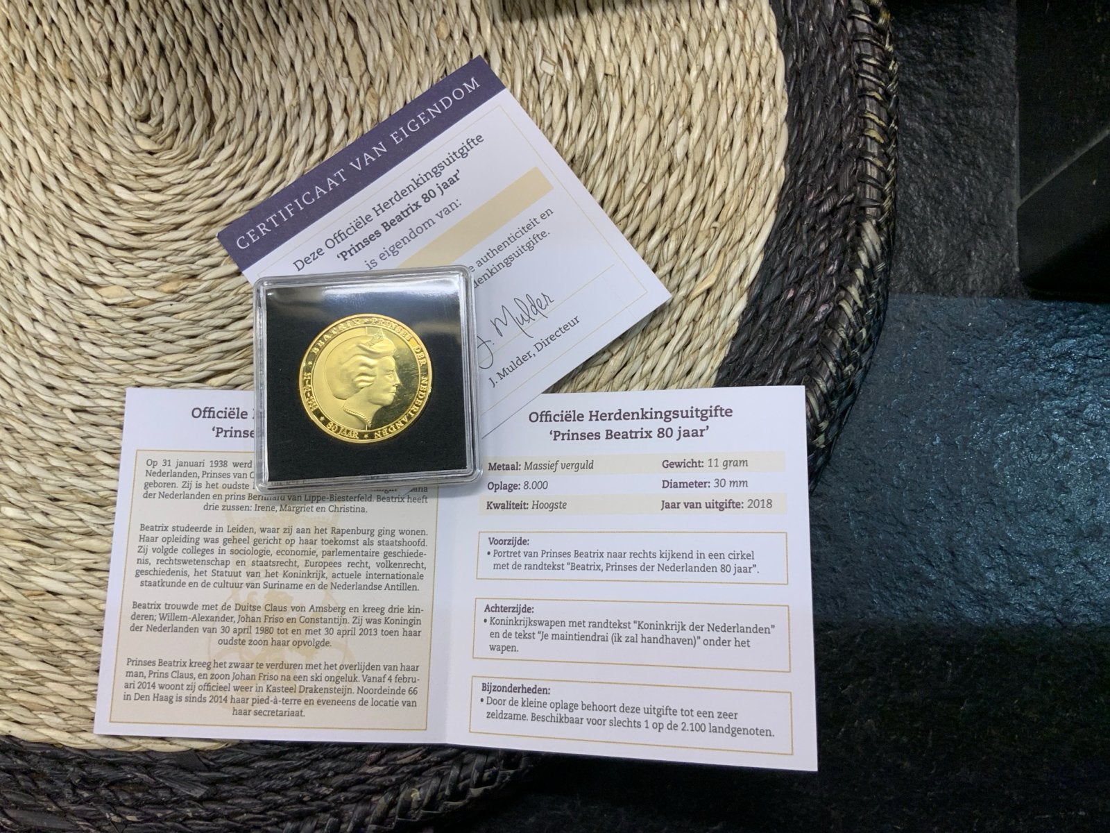 Officiële Herdenkingsuitgifte Prinses Beatrix 80 jaar, Ophalen, Koningin Beatrix, Losse munt, Goud